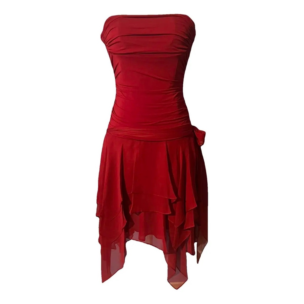 BCBG Max Azria Elegant Red Ruffled Dress